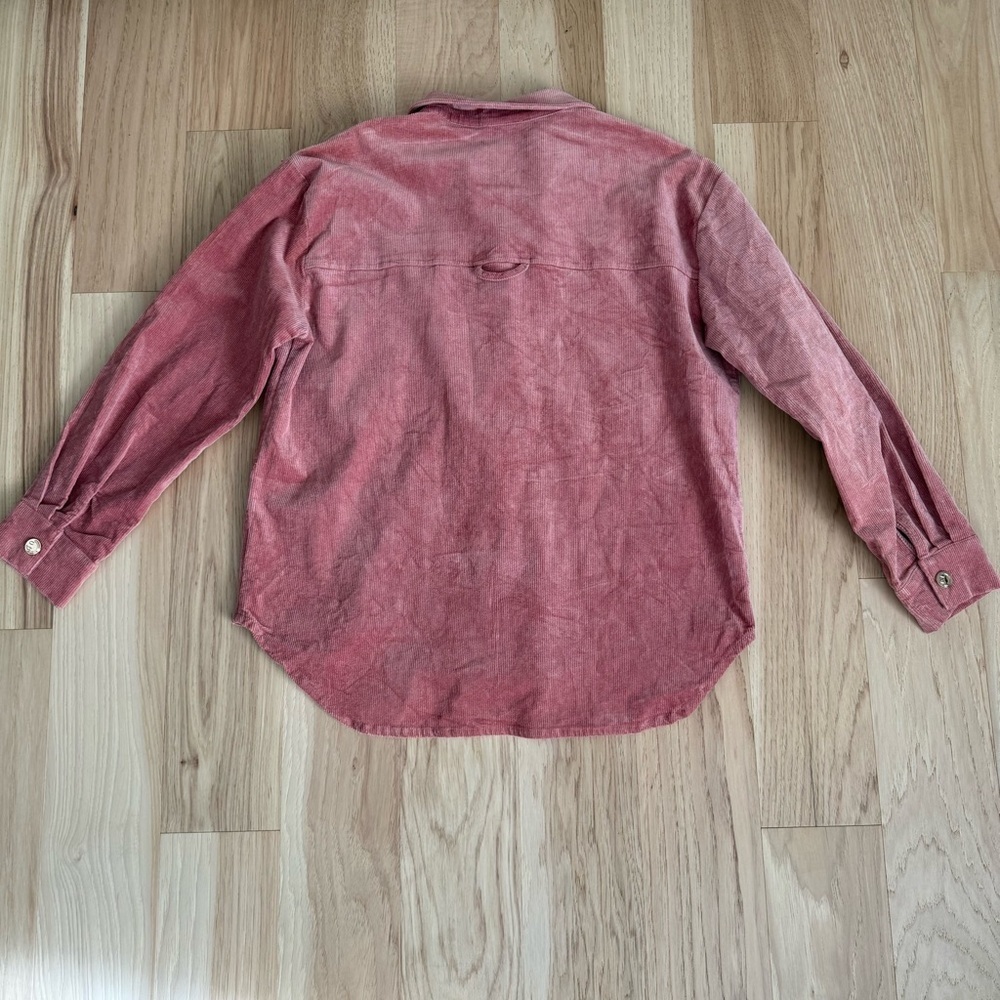 Main Strip Dusty Rose Corduroy Shacket Button Front Size Small - Picture 7 of 9